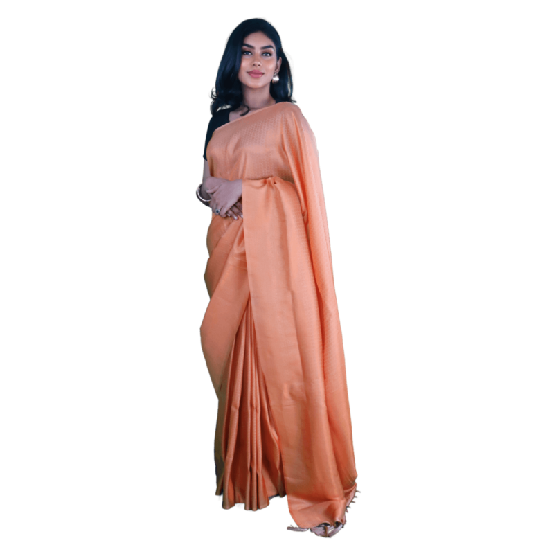 Peachy Pink Kanjeevaram Silk Saree - Image 4