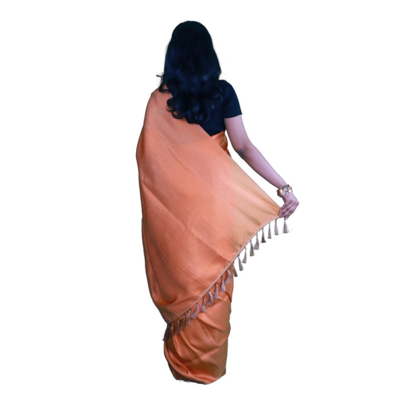 Peachy Pink Kanjeevaram Silk Saree - Image 3