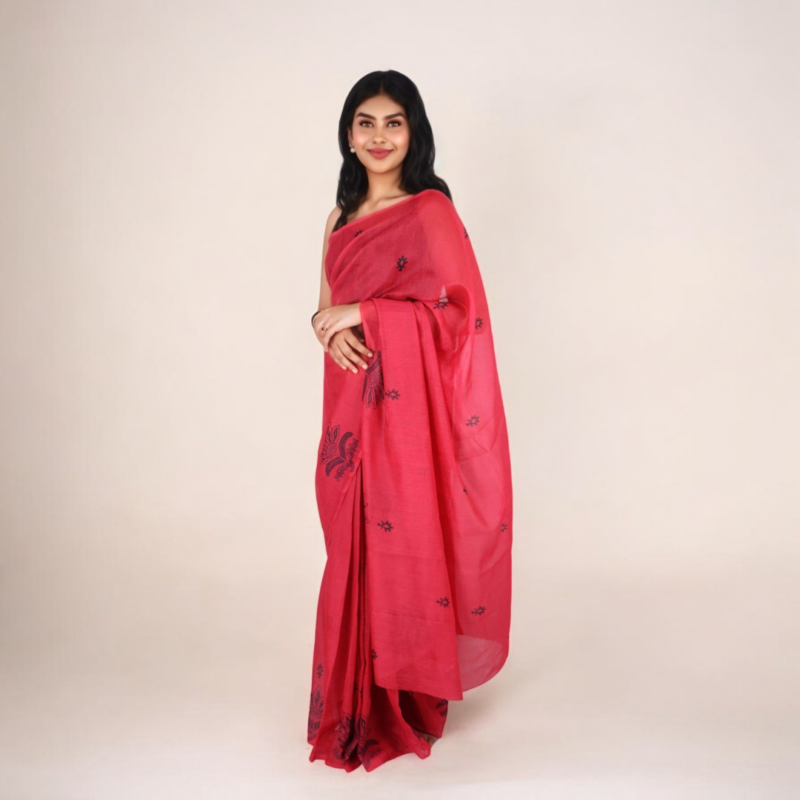 Pink Chanderi Silk Saree