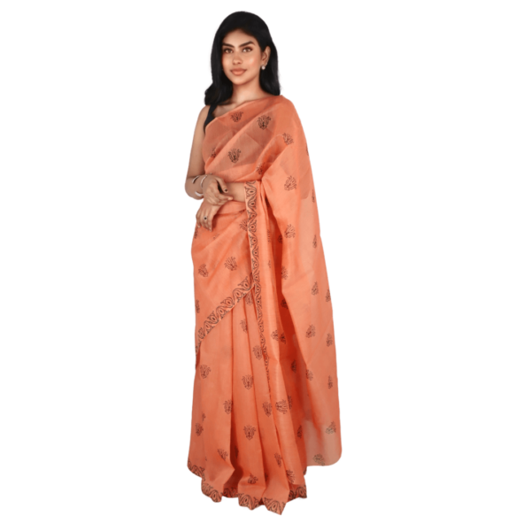 Elegant Light Orange Chanderi Silk Saree