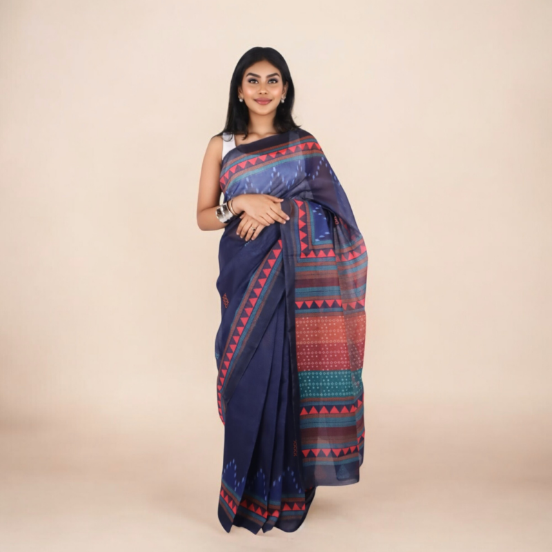 Graceful Blue Chanderi Silk Saree