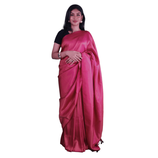 Pink Kanjeevaram Silk Saree with Zari Border