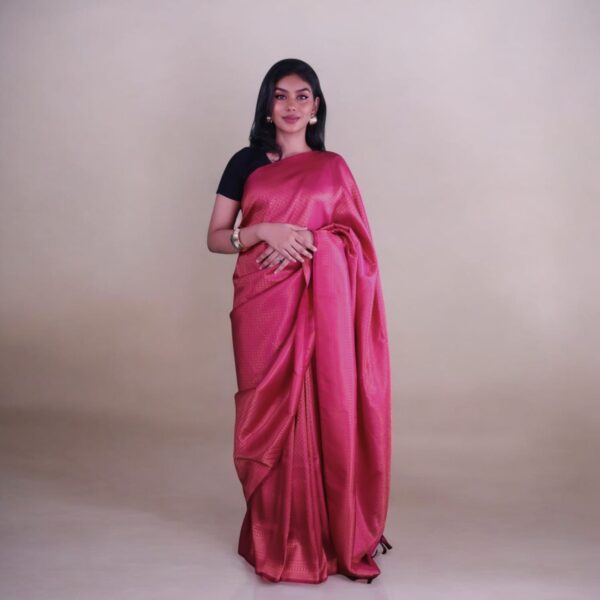 Pink Kanjeevaram Silk Saree with Zari Border