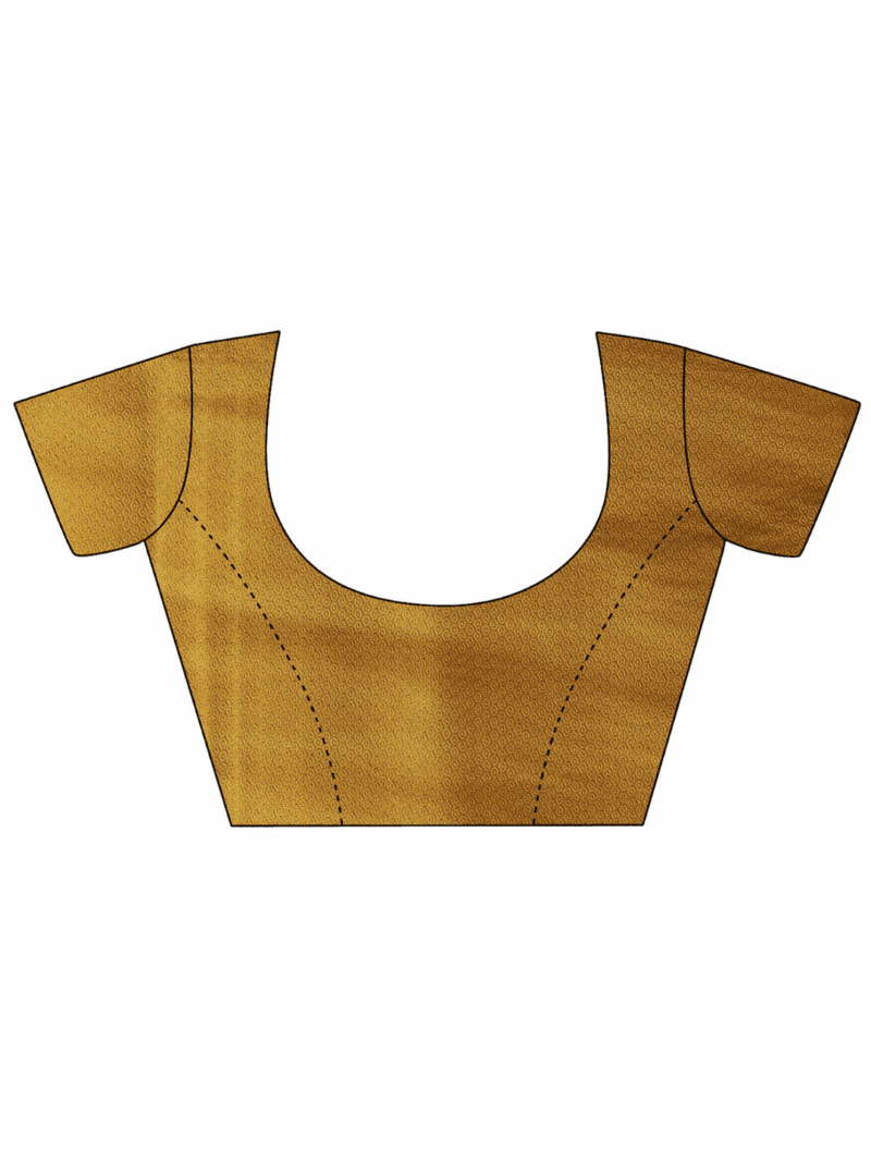 Mustard Yellow Kanjeevaram Silk Saree with Zari Border - Image 7