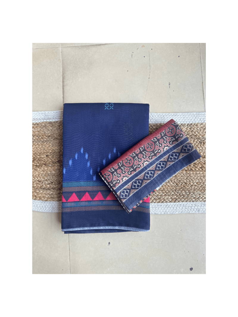 Graceful Blue Chanderi Silk Saree with Floral Motifs - Image 8