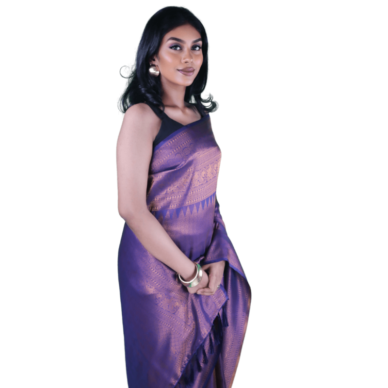 Purple Kanjeevaram Silk Saree - Image 3