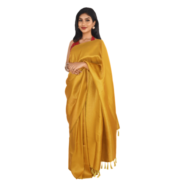 Mustard Yellow Kanjeevaram Silk Saree with Zari Border