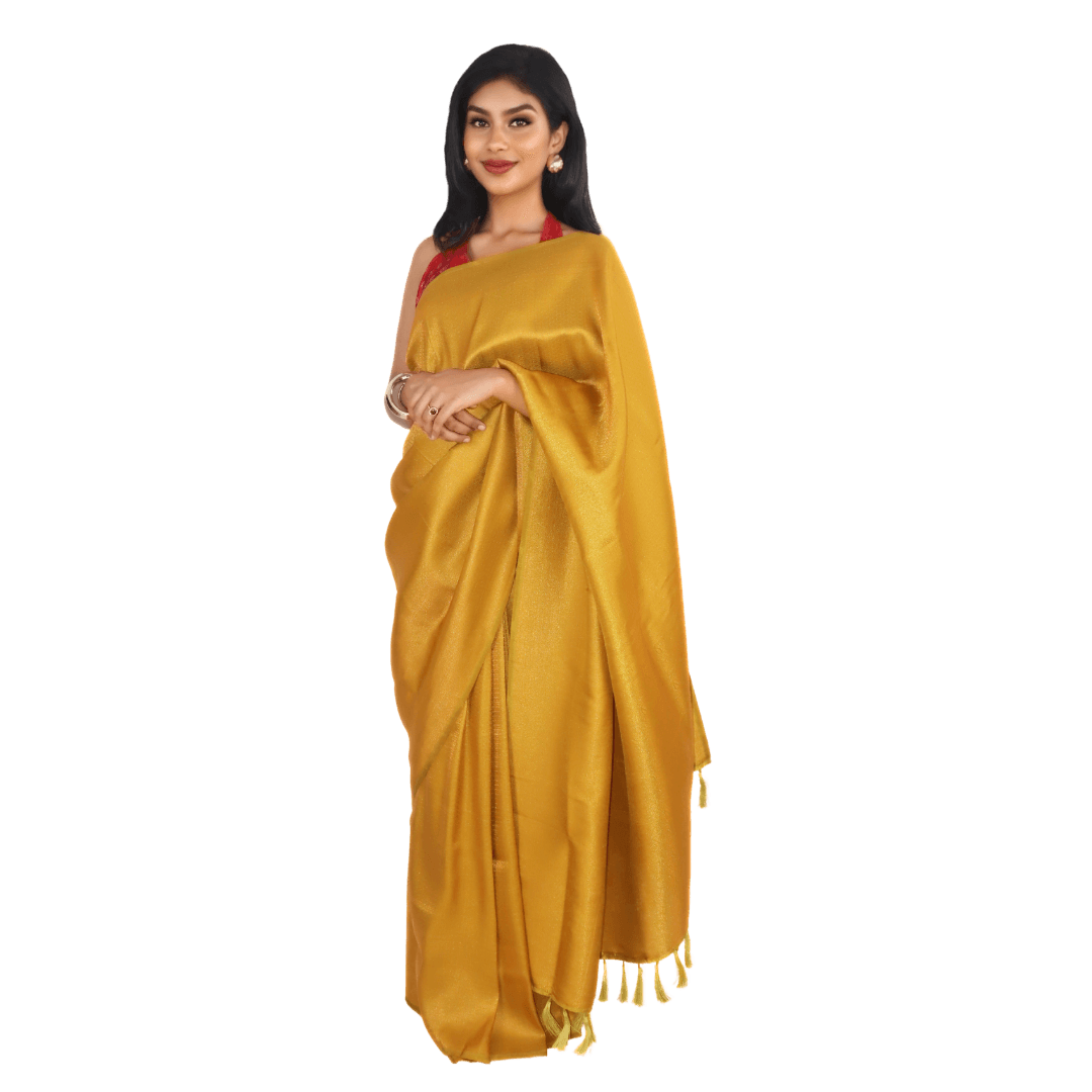 Mustard Yellow Kanjeevaram Silk Saree with Zari Border