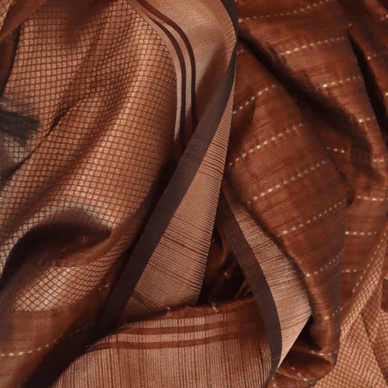 Brown Banarasi Raw Silk Saree with Zari Border - Image 7