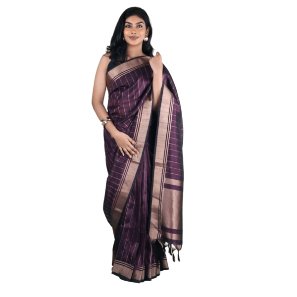 Purple Banarasi Raw Silk Saree with Zari Border