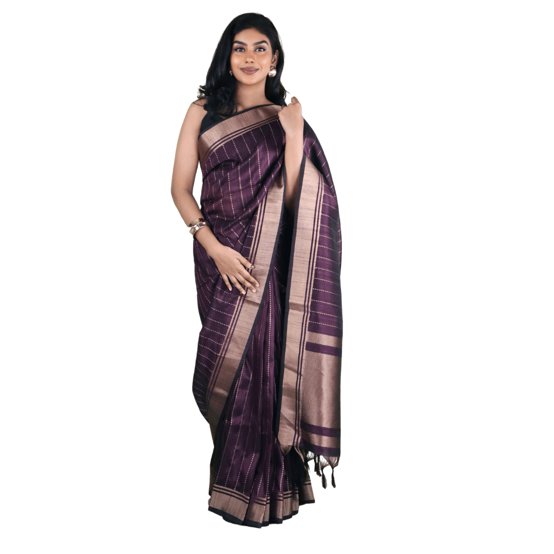 Purple Banarasi Raw Silk Saree with Zari Border