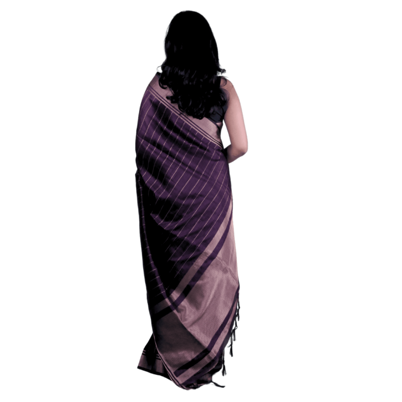 Purple Banarasi Raw Silk Saree with Zari Border - Image 3