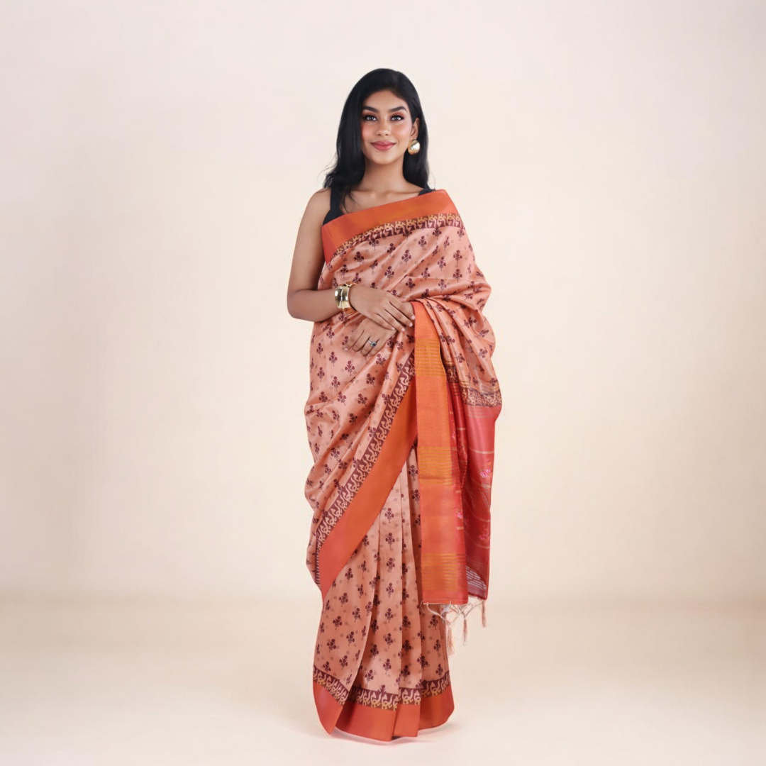 Orange Kosa Silk Saree