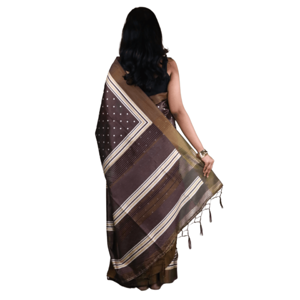 Brown Kosa Silk Saree with Zari Border