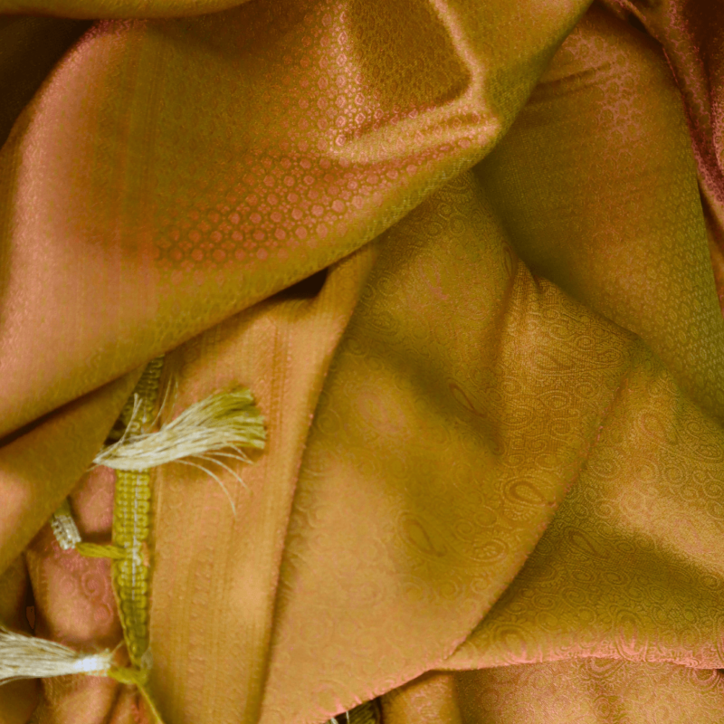 Mustard Yellow Kanjeevaram Silk Saree with Zari Border - Image 6