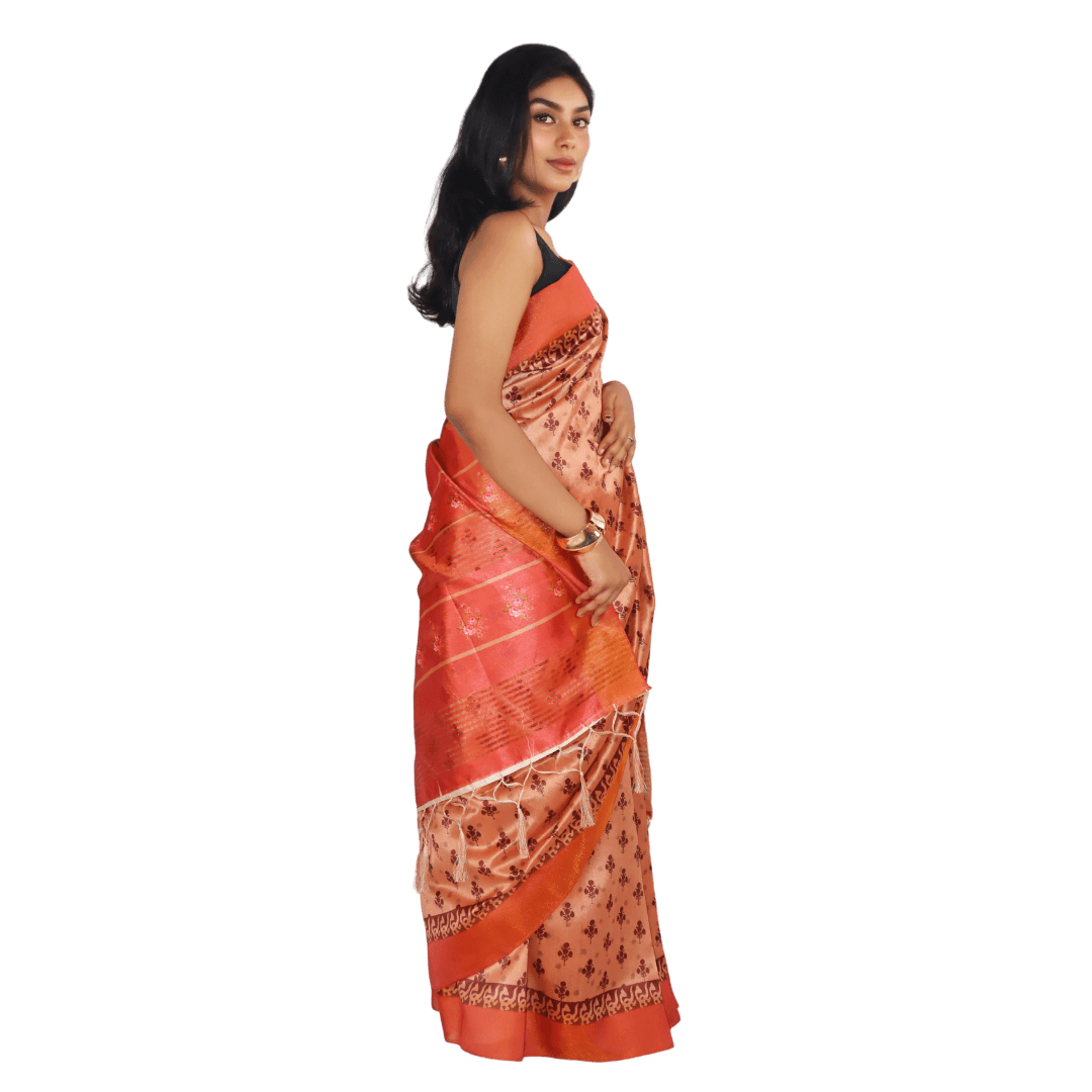 Orange Kosa Silk Saree