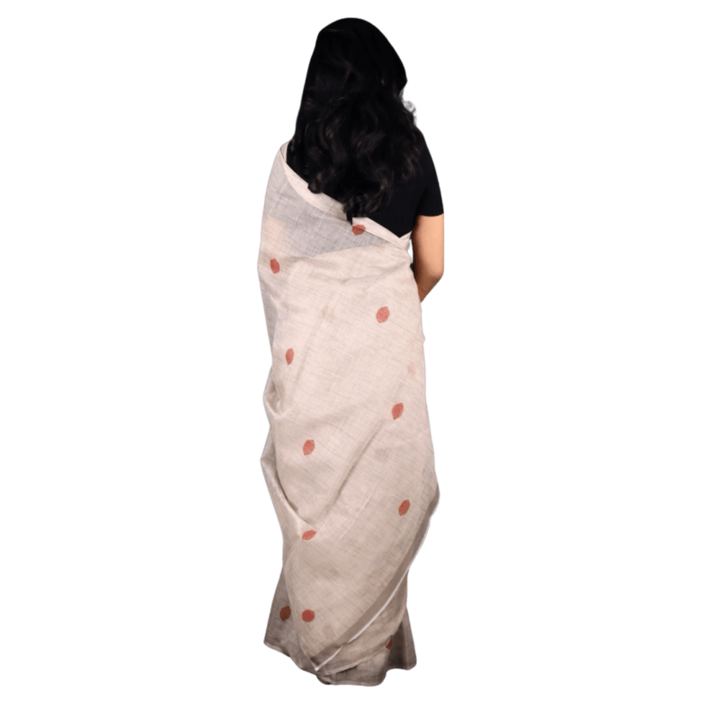 White Chanderi Silk Saree with Ethnic Motifs - Image 3