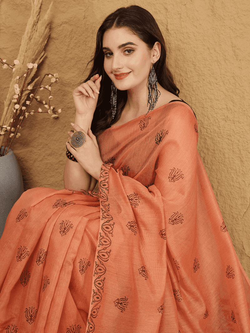 Orange Kosa Silk Saree - Image 4