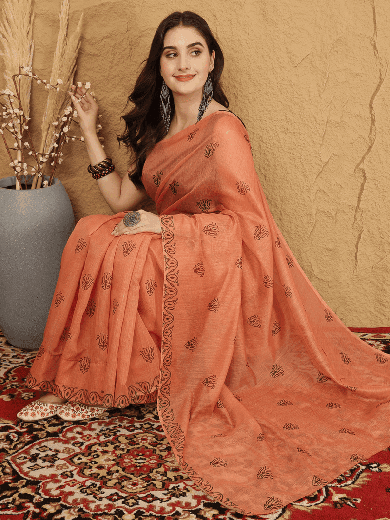 Orange Kosa Silk Saree - Image 5