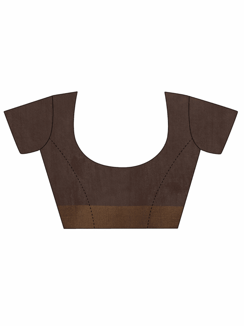 Brown Kosa Silk Saree with Zari Border - Image 8