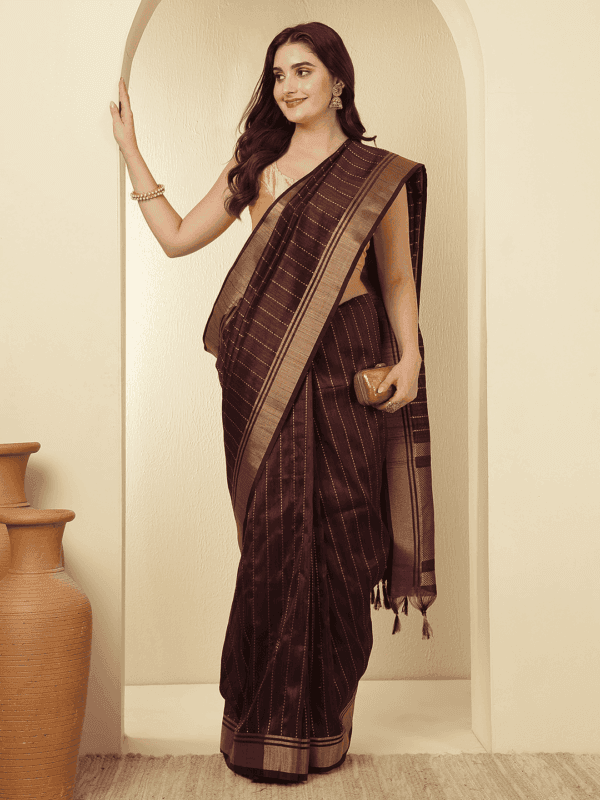 Purple Banarasi Raw Silk Saree with Zari Border