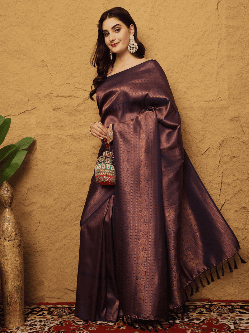 Purple Kanjeevaram Silk Saree