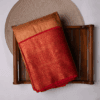 Kanjeevaram Handwoven Silk Saree for Women – Peach with Red Zari Border & Blouse Piece – Traditional Wedding & Festive Wear