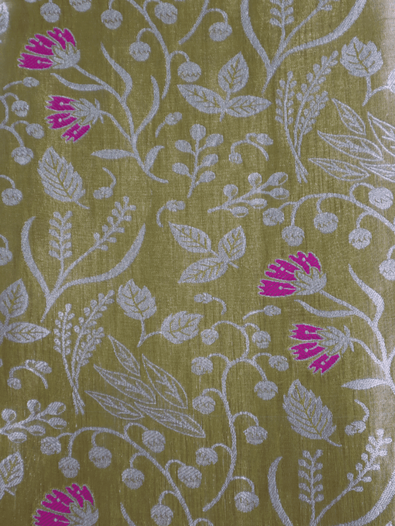 Kanjeevaram Silk Saree – Muted Yellow with Pink Zari Border & Golden Floral Pallu – Handwoven Saree for Weddings & Traditional Functions - Image 5