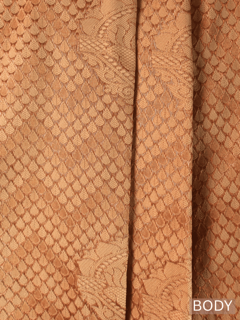 Kanjeevaram Handwoven Silk Saree for Women – Peach with Red Zari Border & Blouse Piece – Traditional Wedding & Festive Wear - Image 4